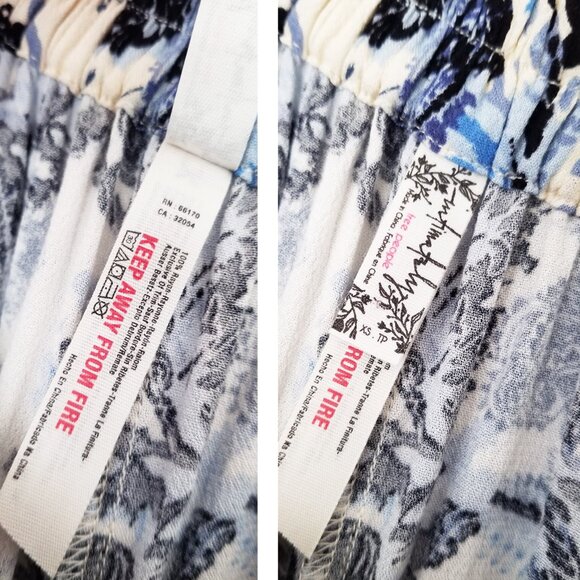 Free People Intimately High Waist Wide Leg Paisley Floral Palazzo Pants Blue XS - Picture 9 of 16